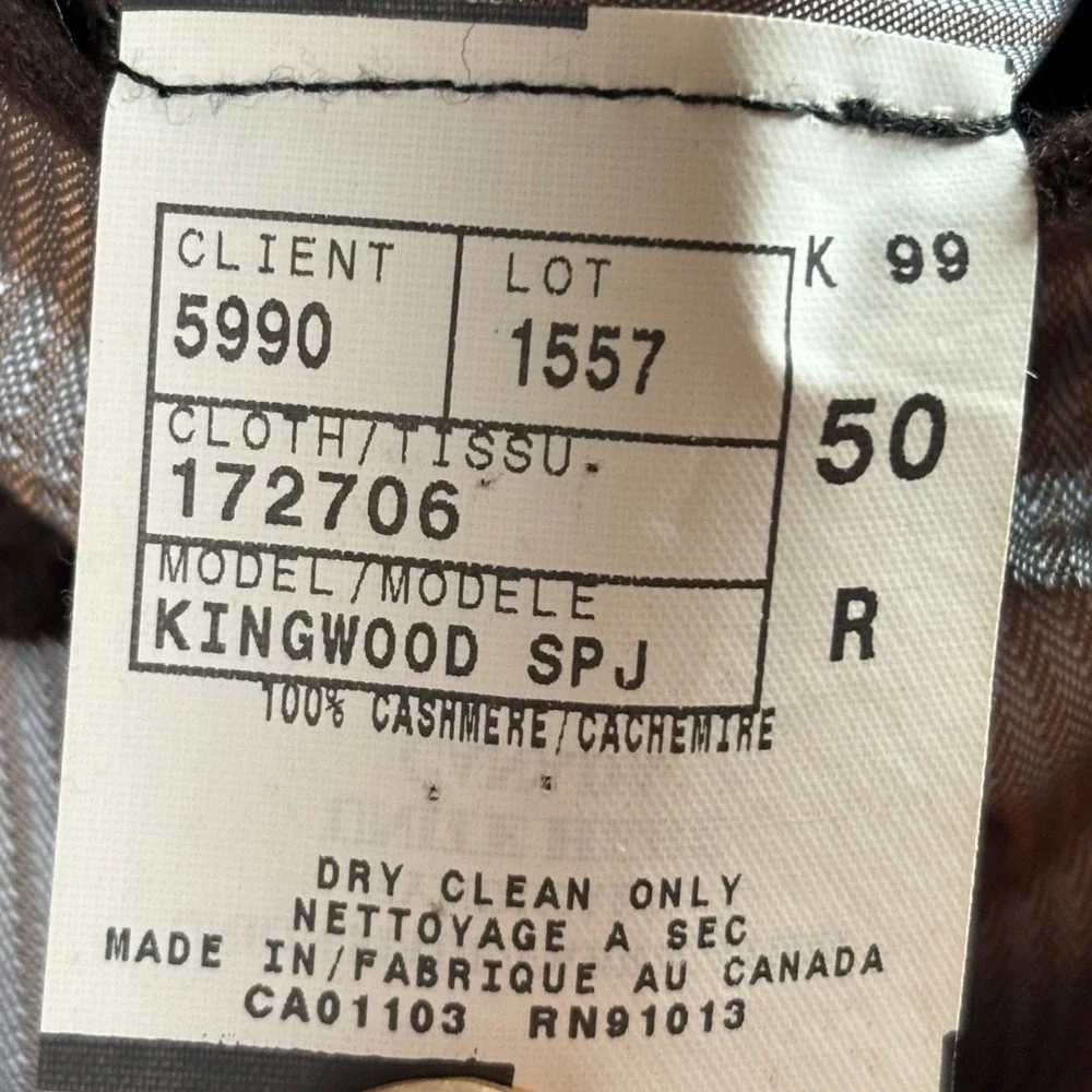 Jack Victor Premier Loro Piana 100% Cashmere‎ Blazer Brown 50R Luxury Old Money